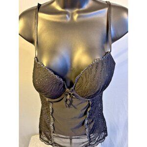 Nature Intermates Sheer Black  Bustier Top Womens Large 38C Corset Lingerie